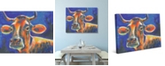 Creative Gallery Mucca Carolina Friendly Cow on Blue 36" x 24" Canvas Wall Art Print